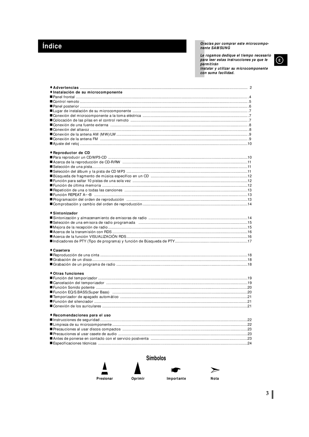 Samsung MM-ZJ6, MMZJ6RH/ELS Instalación de su microcomponente, Reproductor de CD, Sintonizador, Casetera, Otras funciones 