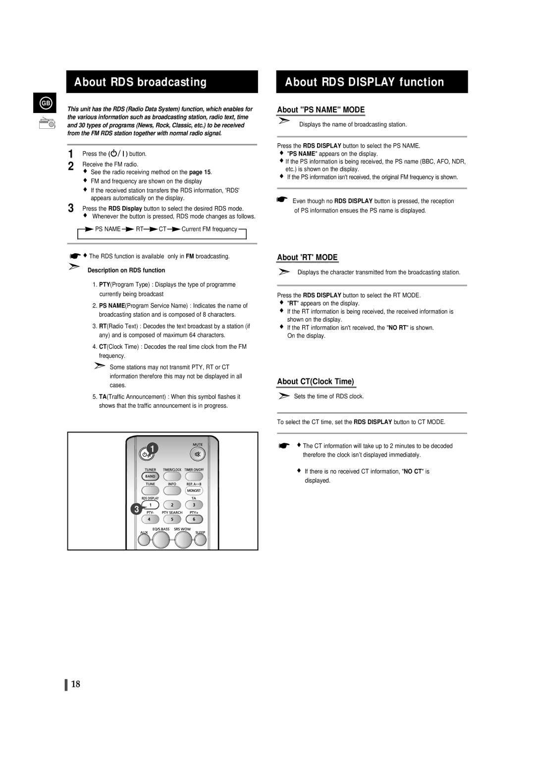 Samsung MMZJ8DABRH/ELS manual About RDS broadcasting, About RDS Display function, Description on RDS function 