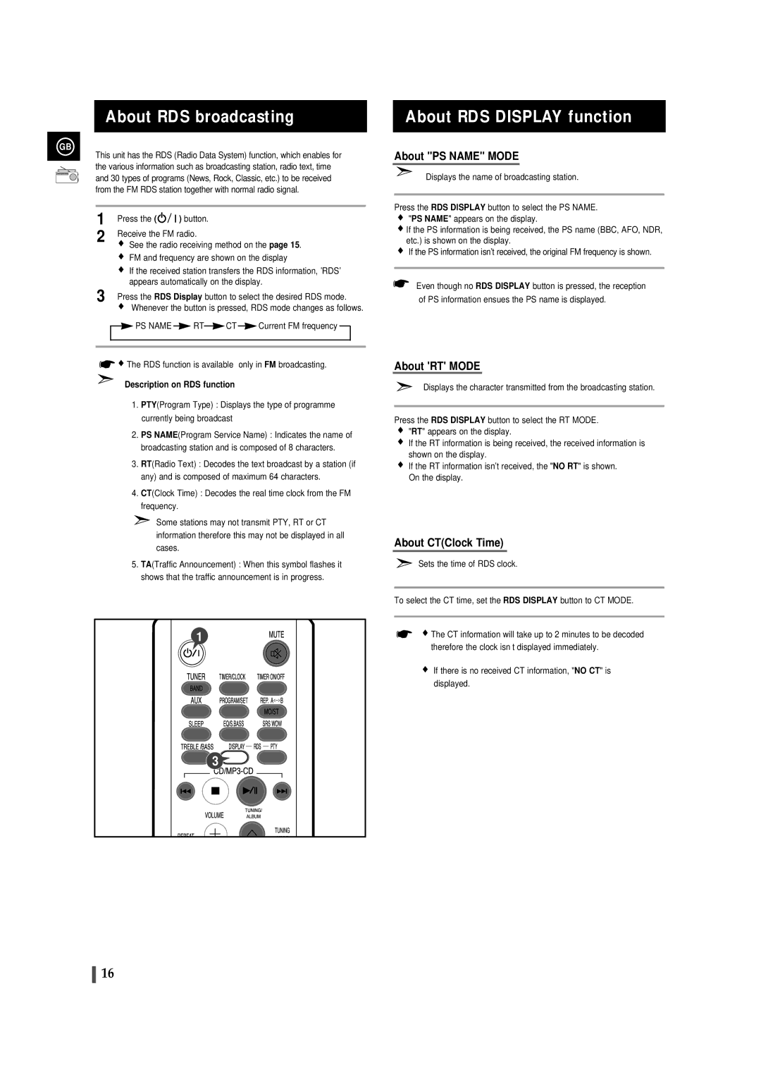 Samsung MM-ZJ8, MMZJ8RH/ELS, MMZJ8QH/XFO About RDS broadcasting, About RDS Display function, Description on RDS function 