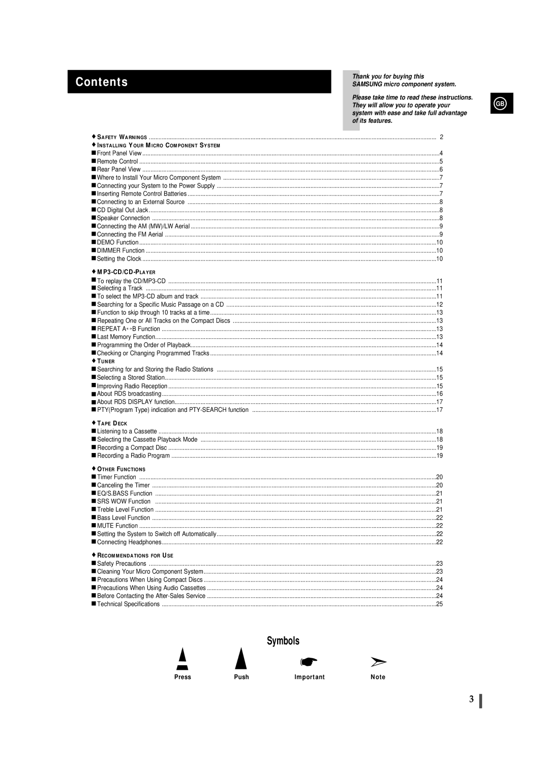 Samsung MMZJ8RH/ELS, MM-ZJ8, MMZJ8QH/XFO manual Contents 