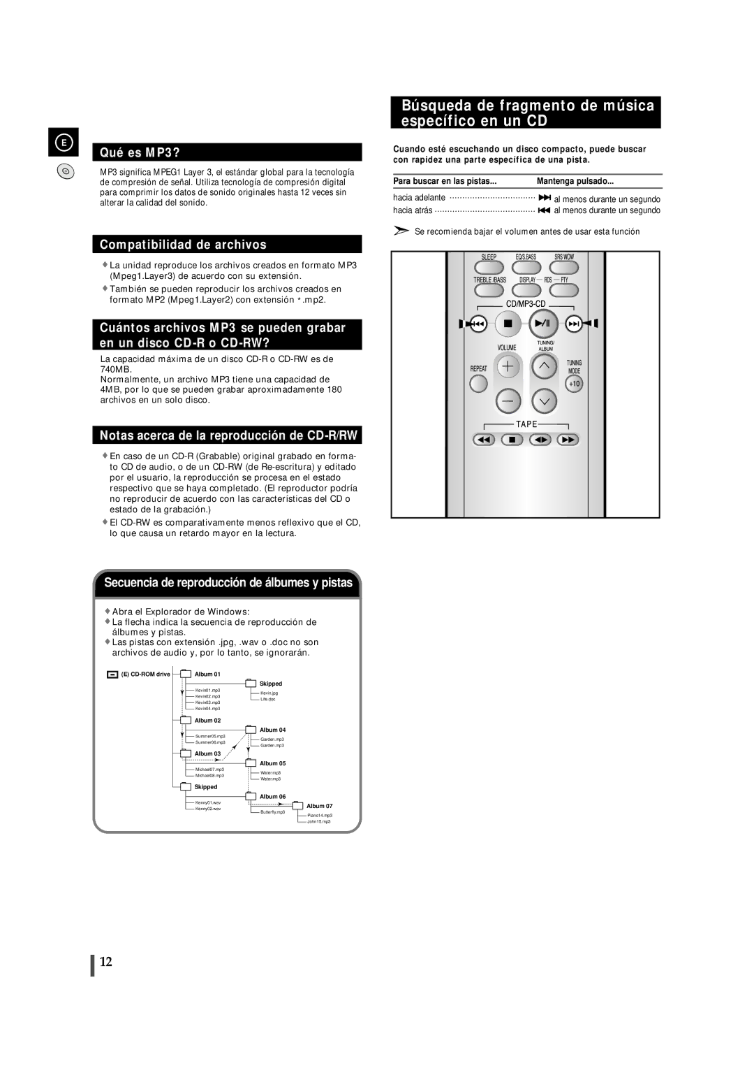 Samsung MMZJ8RH/ELS, MM-ZJ8 manual Búsqueda de fragmento de música específico en un CD, Qué es MP3? 