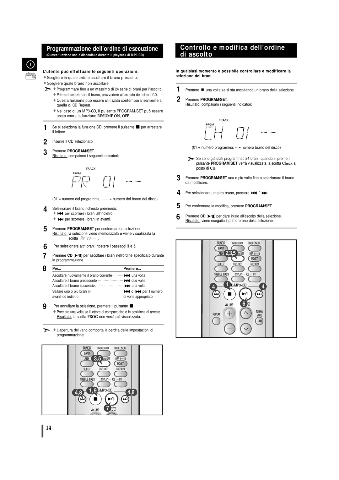 Samsung MMZJ8RH/ELS manual Controllo e modifica dell’ordine di ascolto, Per 