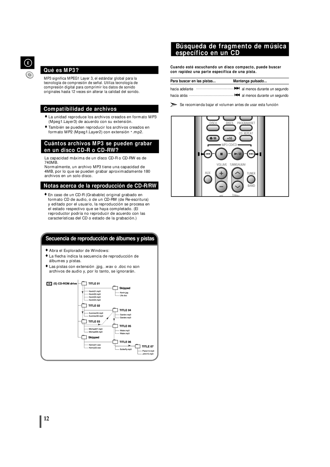 Samsung MMZJ9RH/ELS, MM-ZJ9 manual Búsqueda de fragmento de música específico en un CD, Qué es MP3? 