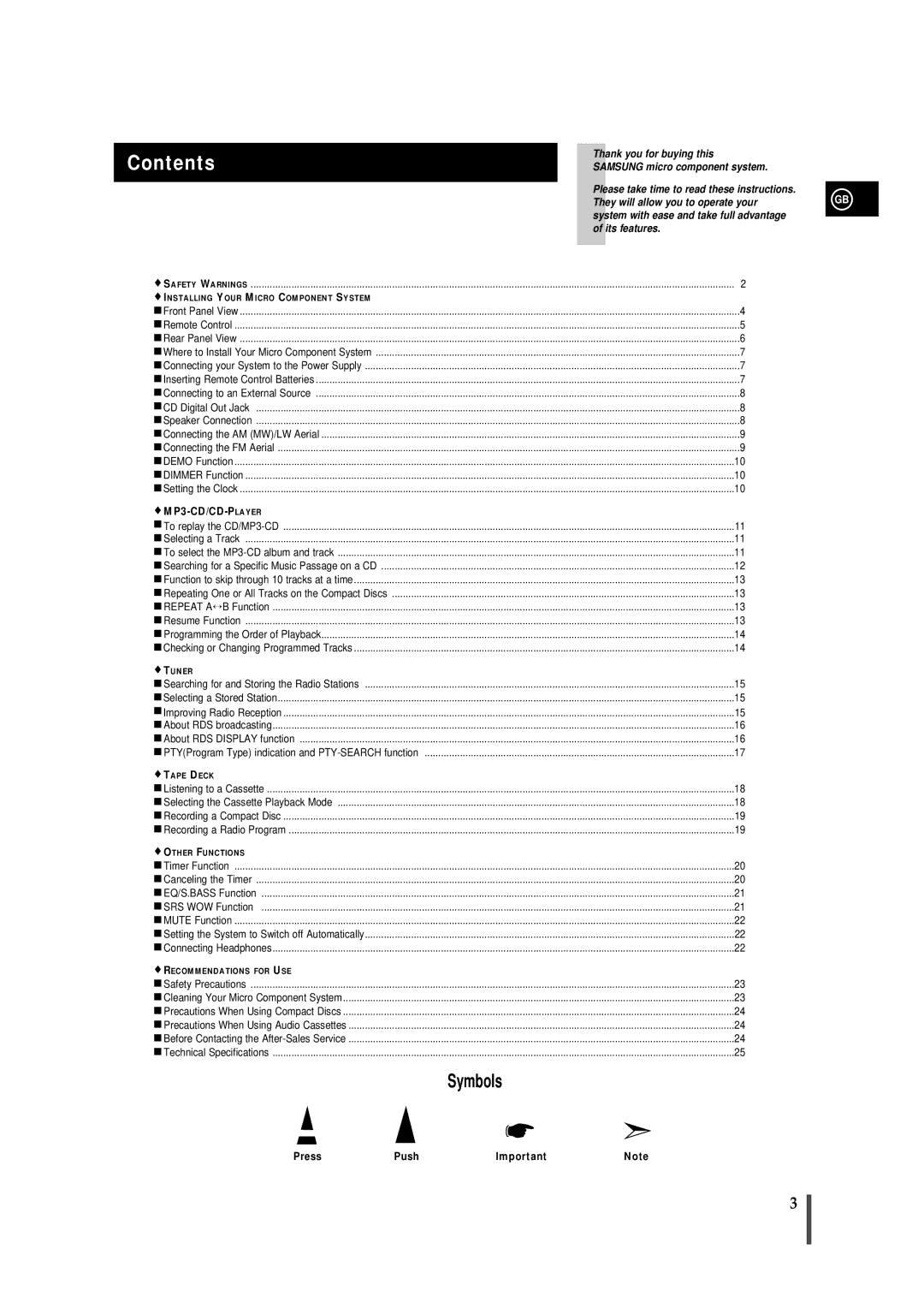 Samsung MMZS8QH/XFO, MMZS8RH/ELS manual Contents 