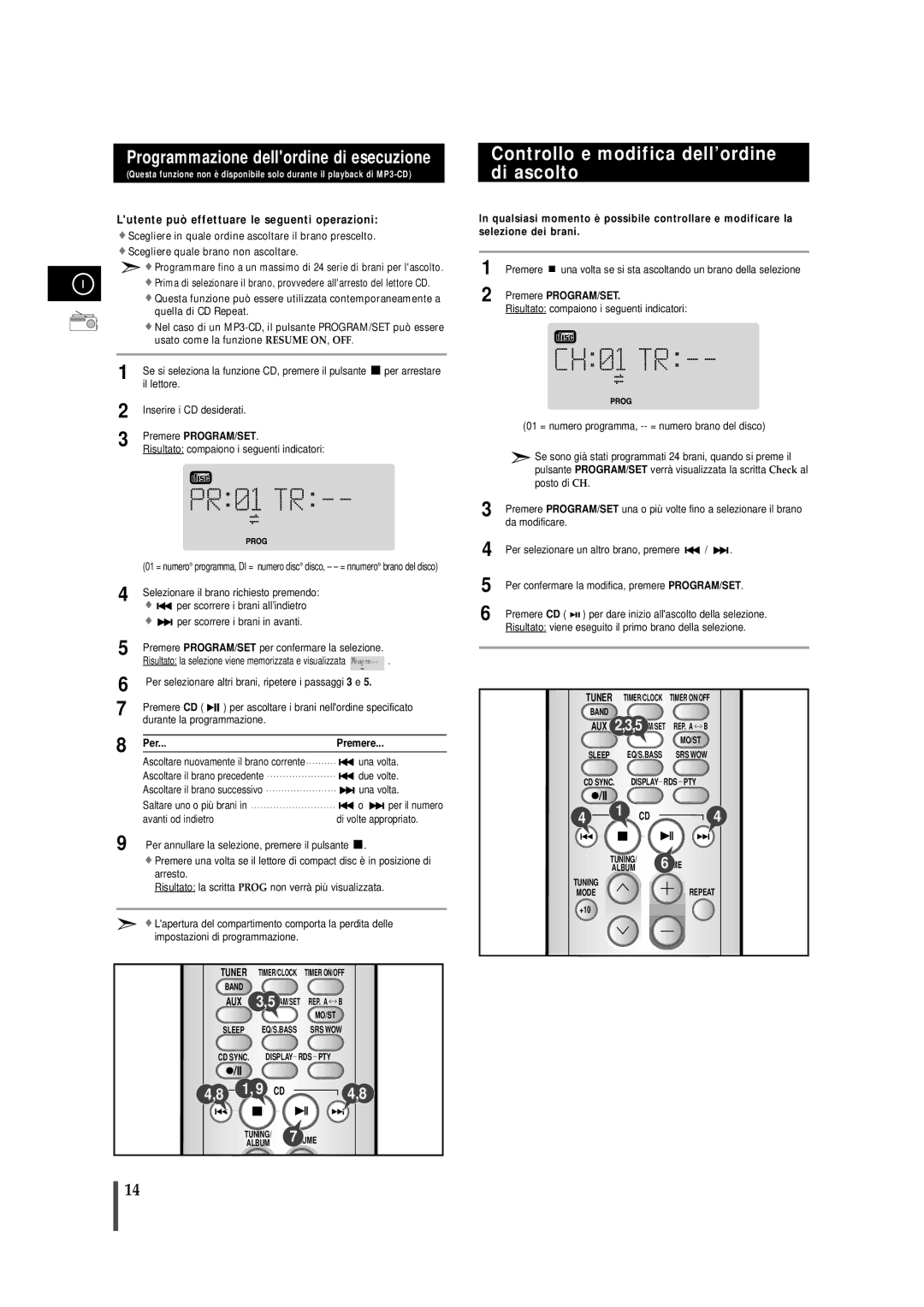 Samsung MMZS8RH/ELS, MMZS8QH/XFO manual Controllo e modifica dell’ordine di ascolto, Per 