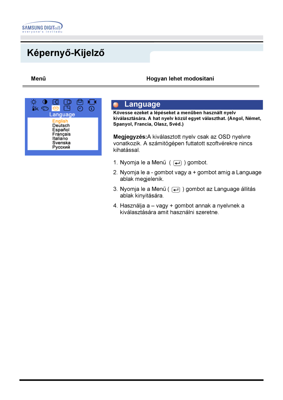 Samsung MO15ESZS/EDC, MO15ESDS/EDC, MO15ESZSZ/EDC, MO15ESDSZ/EDC manual Language 