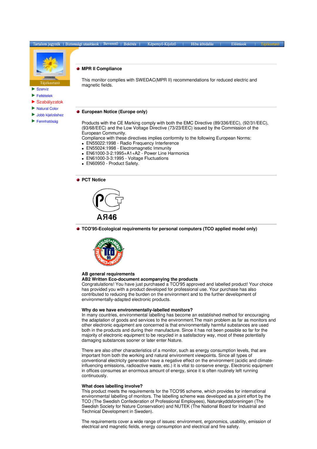 Samsung MO15ESZSZ/EDC MPR II Compliance, European Notice Europe only, Why do we have environmentally-labelled monitors? 