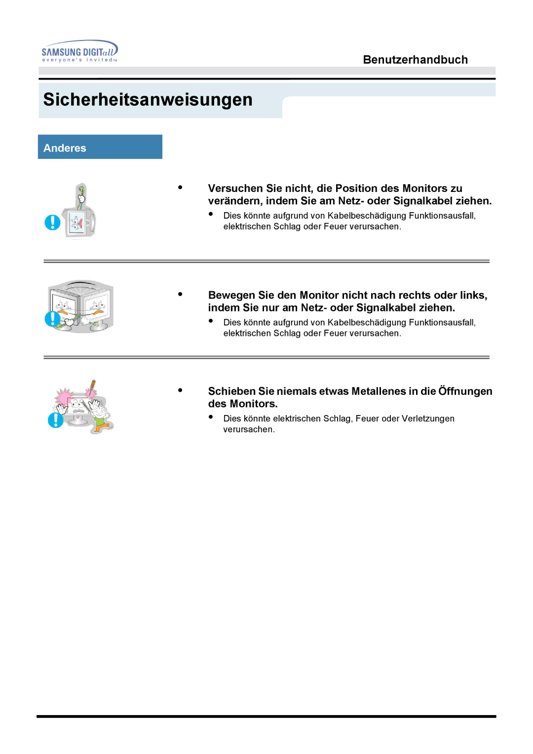 Samsung MO15ESDS/EDC, MO15ESDS/XEU, MO15ESDSZ/XTP, MO15ESZS/XEU, MO15ESZSZ/EDC, MO15ESZS/EDC manual Sicherheitsanweisungen 