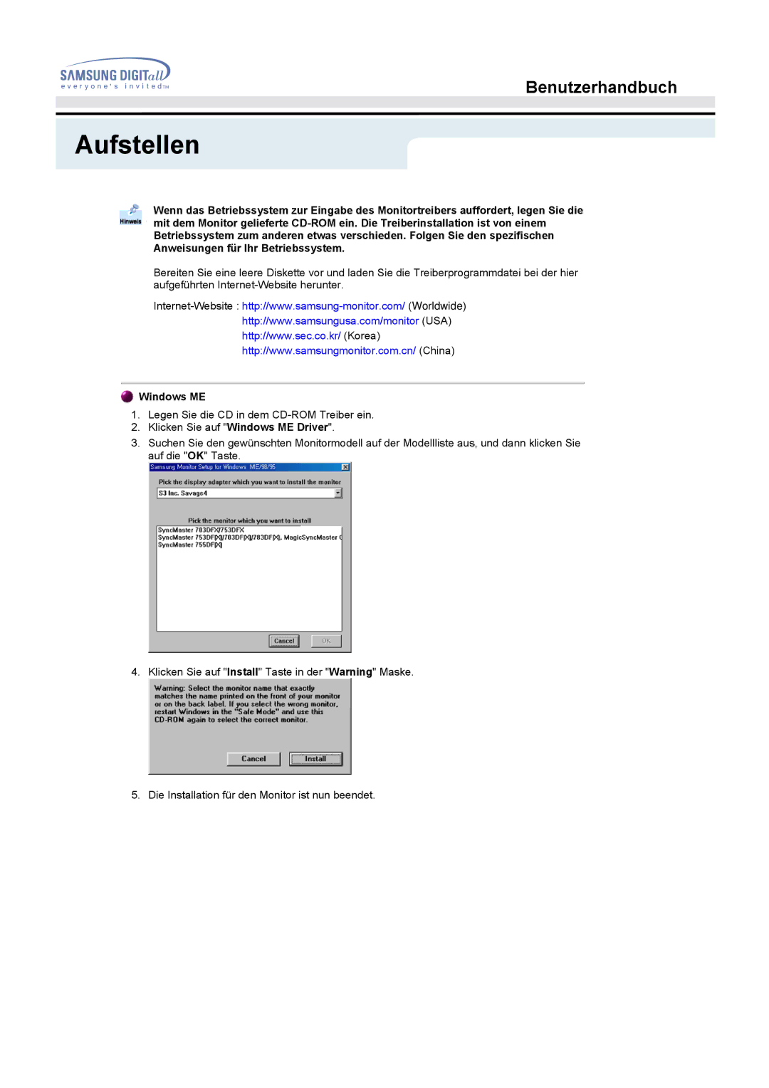 Samsung MO15ESDS/XEU, MO15ESDSZ/XTP, MO15ESZS/XEU, MO15ESDS/EDC, MO15ESZSZ/EDC, MO15ESZS/EDC, MO15ESDSZ/EDC manual Windows ME 