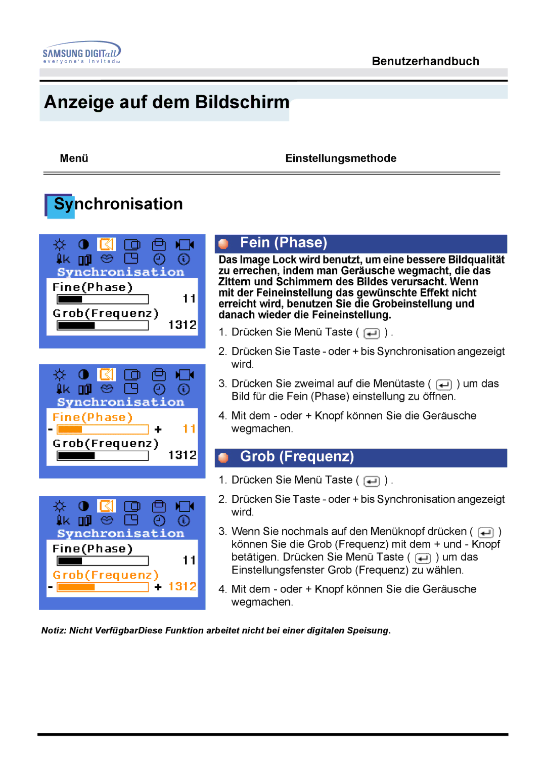 Samsung MO15ESZSZ/EDC, MO15ESDS/XEU, MO15ESDSZ/XTP, MO15ESZS/XEU, MO15ESDS/EDC, MO15ESZS/EDC, MO15ESDSZ/EDC Synchronisation 