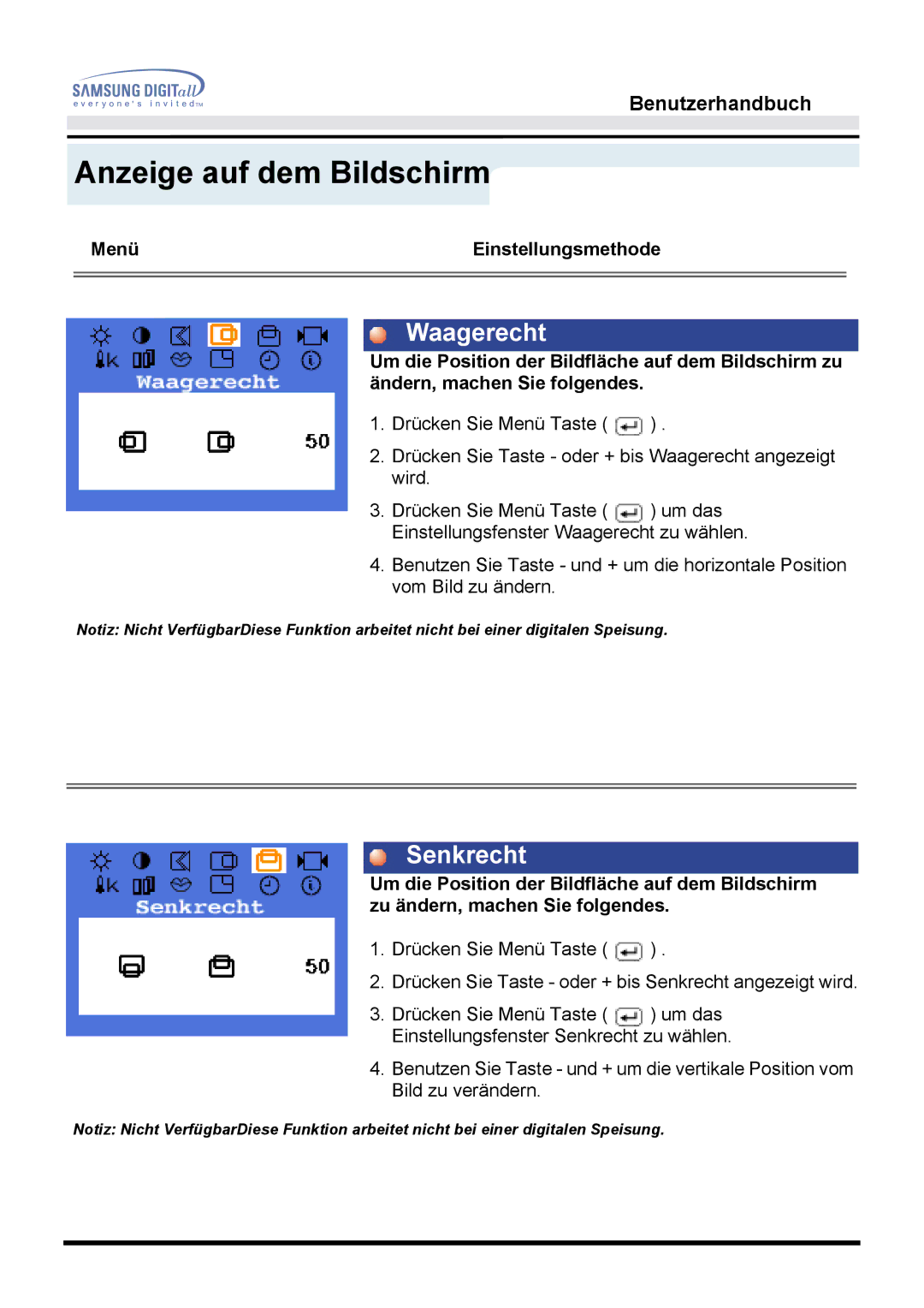 Samsung MO15ESZS/EDC, MO15ESDS/XEU, MO15ESDSZ/XTP, MO15ESZS/XEU, MO15ESDS/EDC, MO15ESZSZ/EDC, MO15ESDSZ/EDC manual Waagerecht 