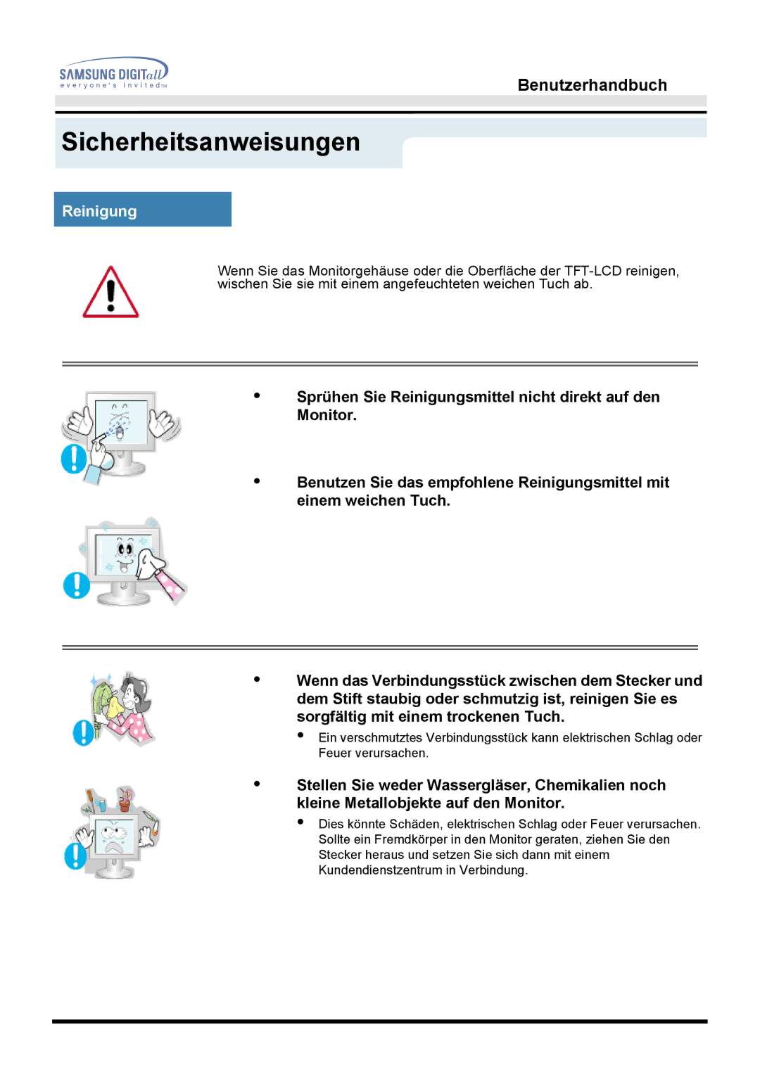 Samsung MO15ESDSZ/XTP, MO15ESDS/XEU, MO15ESZS/XEU, MO15ESDS/EDC, MO15ESZSZ/EDC, MO15ESZS/EDC, MO15ESDSZ/EDC manual Reinigung 