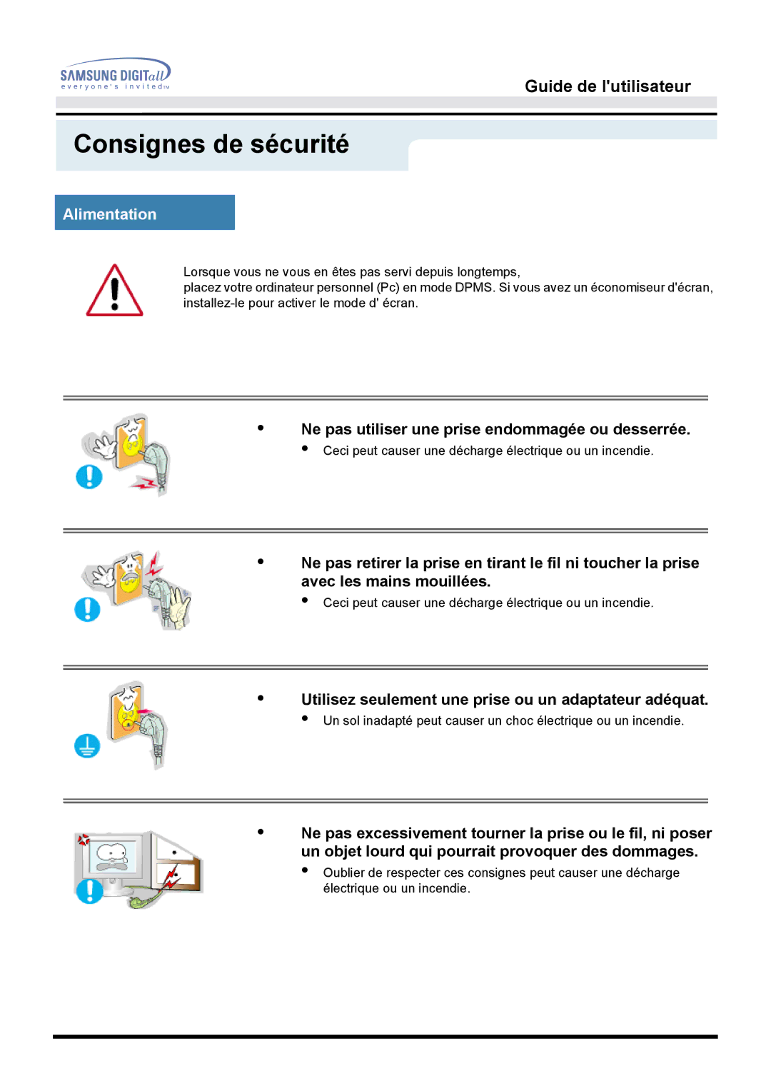 Samsung MO15PSZS/EDC, MO15PSDSV, MO15PSDS/EDC manual Alimentation 