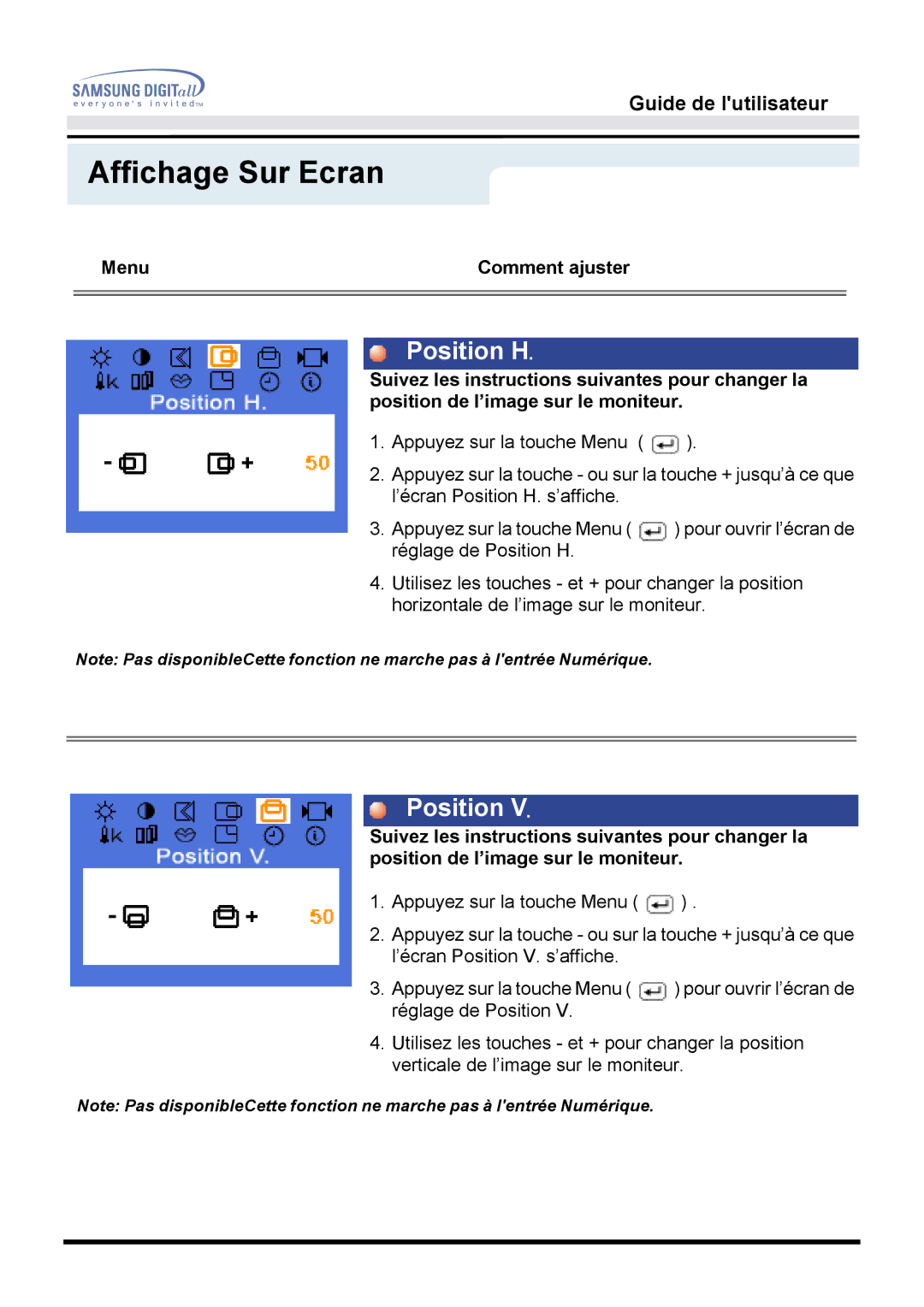 Samsung MO15PSZS/EDC, MO15PSDSV, MO15PSDS/EDC manual Position H 