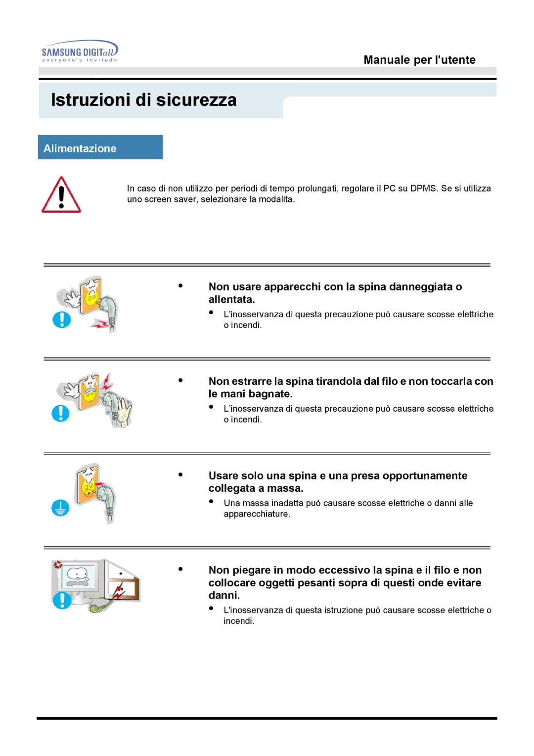 Samsung MO17ESZS/EDC, MO17ESDS/EDC manual Alimentazione 