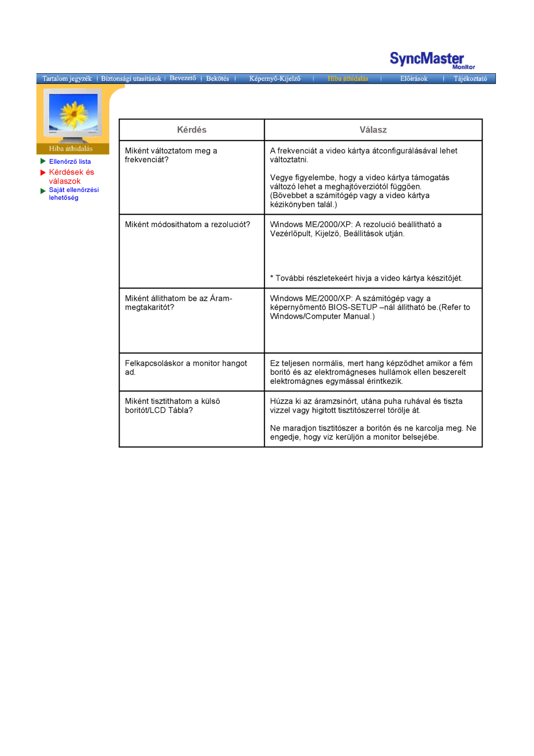 Samsung MO17ESDS/EDC, MO17ESZS/EDC manual Kérdés 