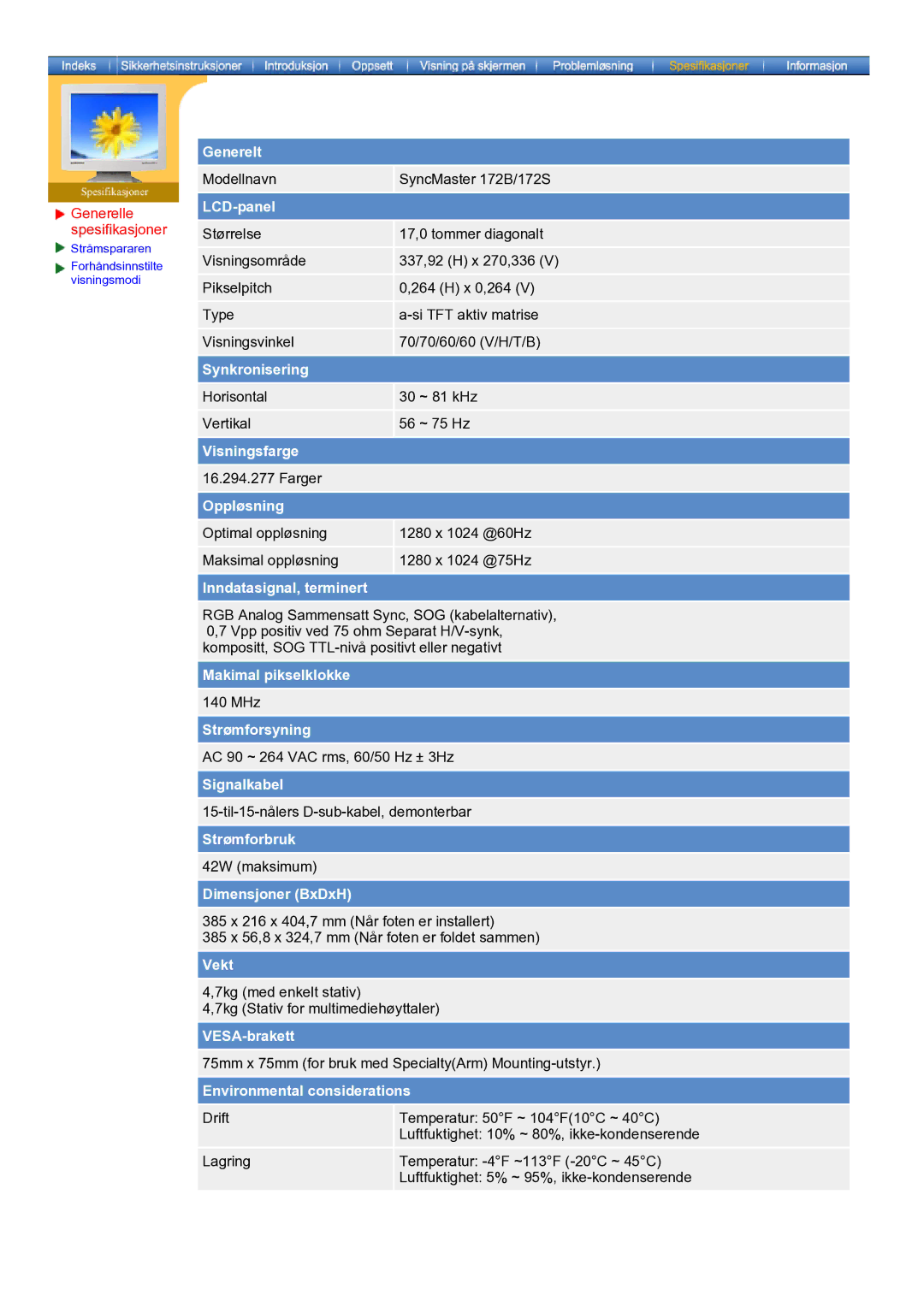 Samsung MO17ESZSZ/EDC, MO17PSZS/EDC, MO17ESDSZ/EDC manual Generelt 