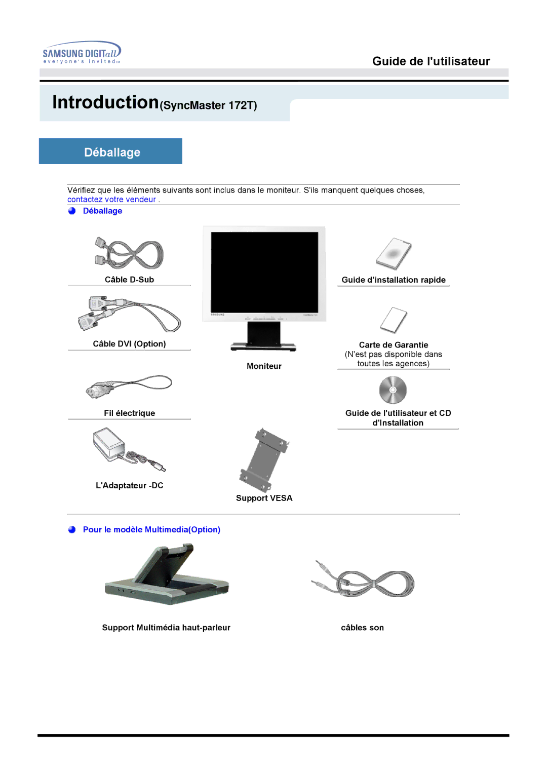 Samsung MO17PSDS/EDC, MO17ESZSZ/EDC, MO17PSZS/EDC, MO17ESZS/EDC, MO17ESDS/EDC, MO17ESDSZ/EDC manual IntroductionSyncMaster 172T 