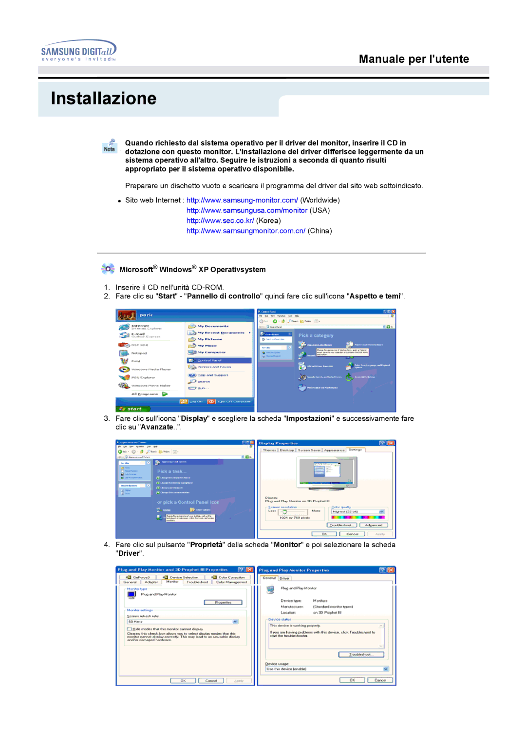 Samsung MO17ESDSZ/EDC, MO17ESZSZ/EDC, MO17PSZS/EDC, MO17ESZS/EDC, MO17ESDS/EDC manual Microsoft Windows XP Operativsystem 