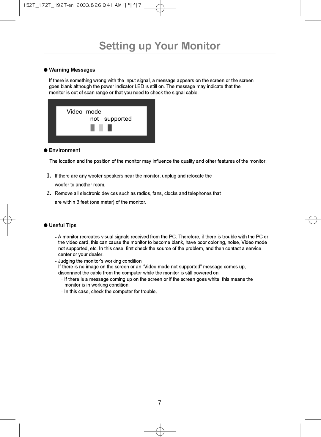 Samsung MO19PSDSV/VNT, MO17PSDSV/VNT, MO17PSDS/VNT manual Environment 