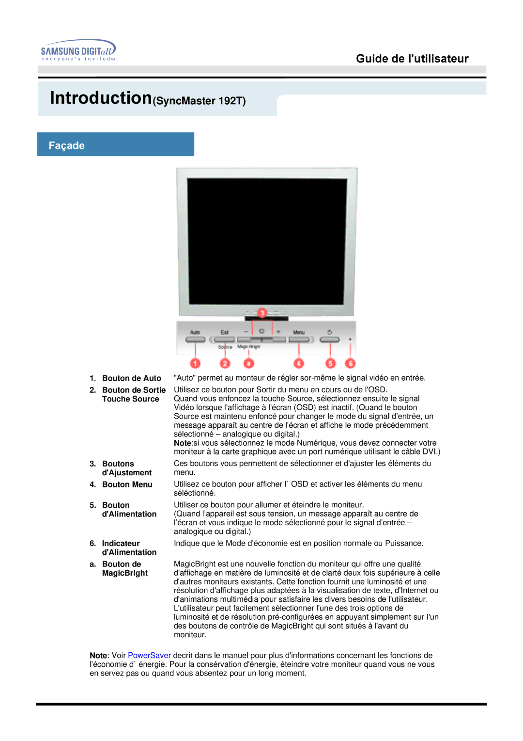 Samsung MO19PSZS/EDC, MO19PSDS/EDC, MO19PSZSV, MO19ESZS/EDC, MO19ESDS/EDC manual Guide de lutilisateur 