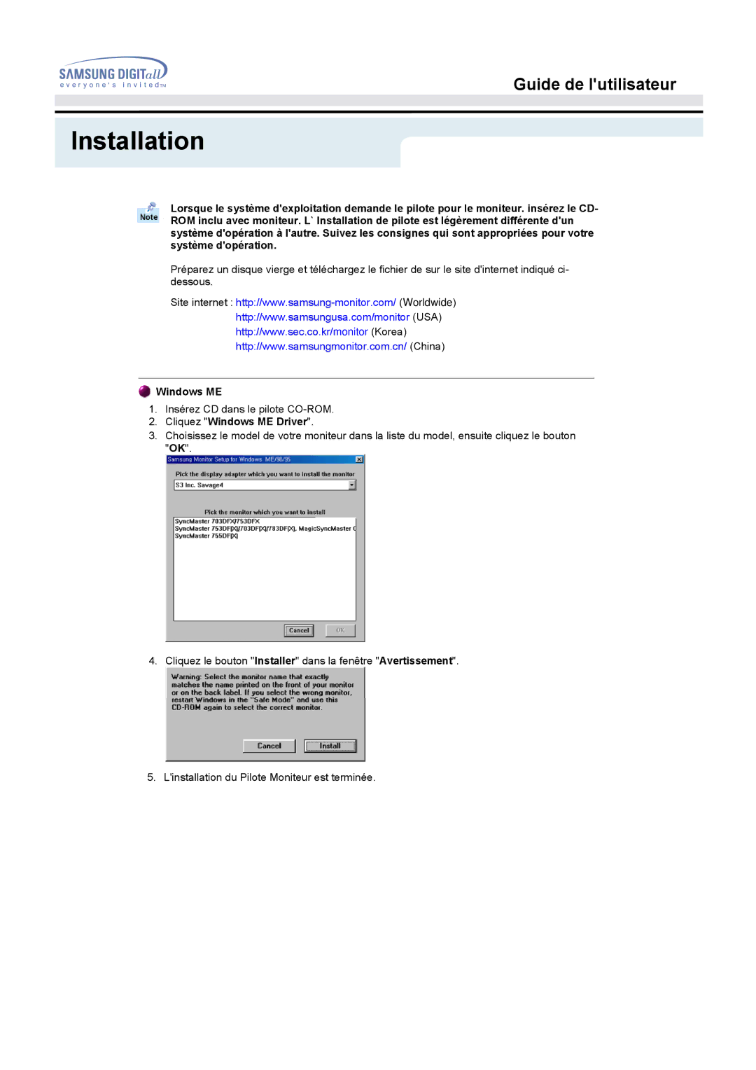 Samsung MO19PSDS/EDC, MO19PSZS/EDC, MO19PSZSV, MO19ESZS/EDC, MO19ESDS/EDC manual Windows ME 