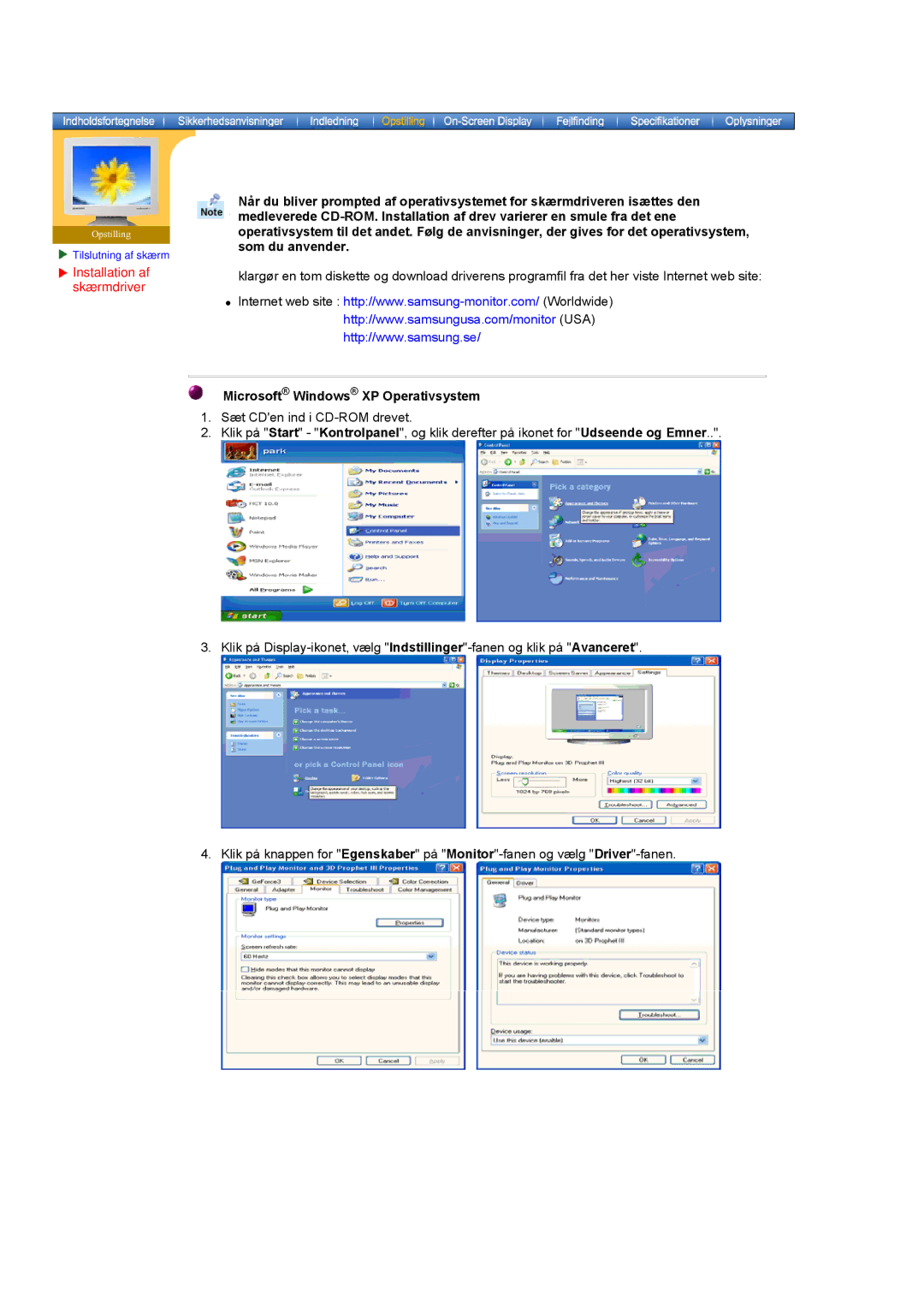 Samsung MO19PSZS/EDC manual Microsoft Windows XP Operativsystem 