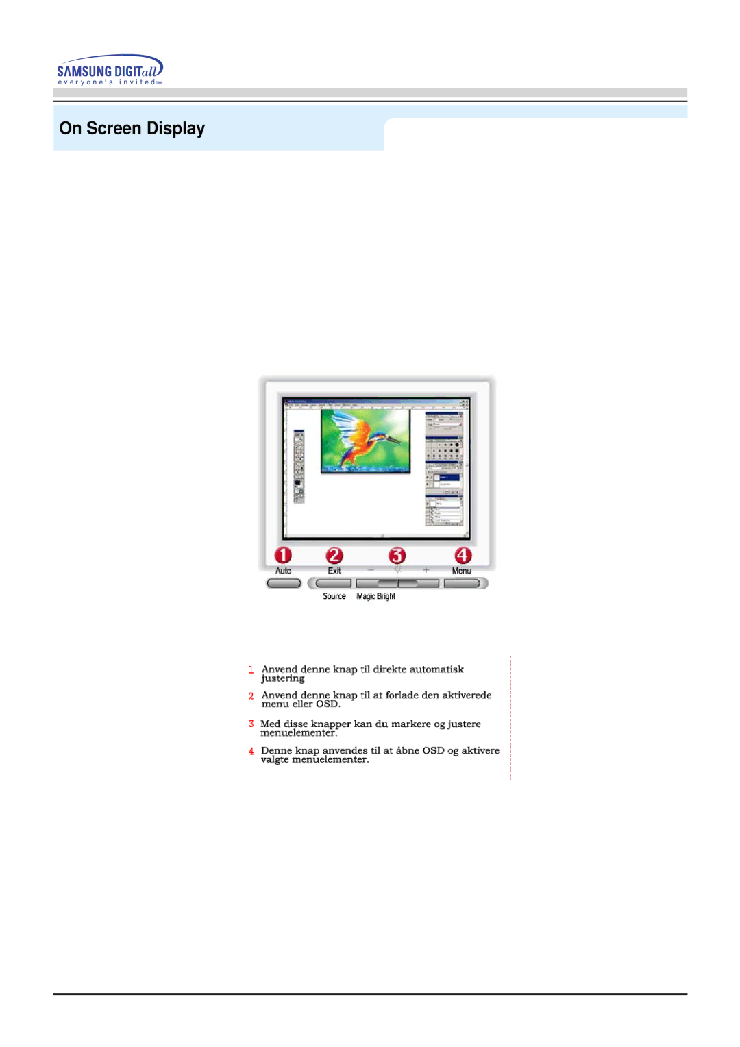 Samsung MO19PSZS/EDC manual On Screen Display 