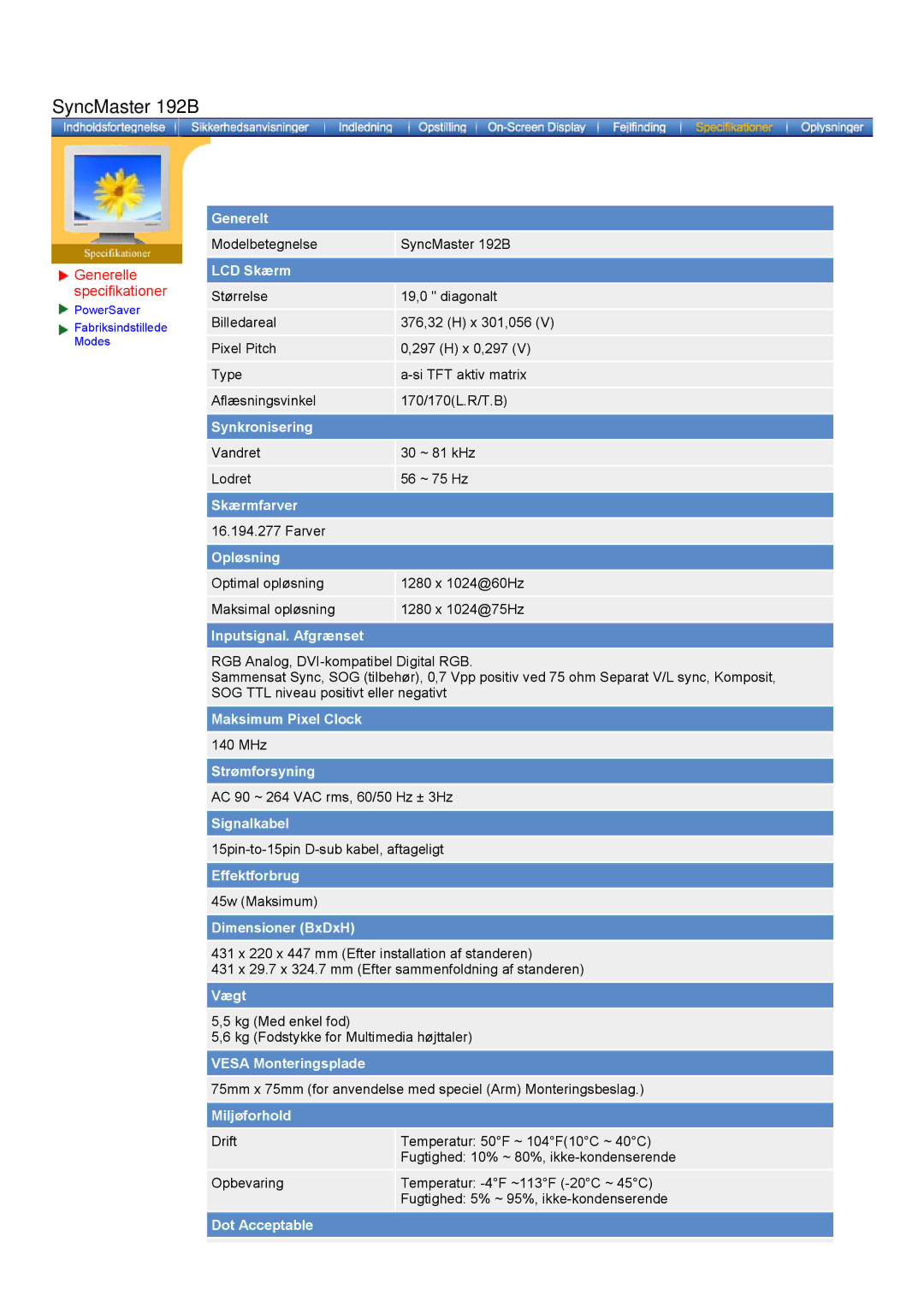 Samsung MO19PSZS/EDC manual SyncMaster 192B 