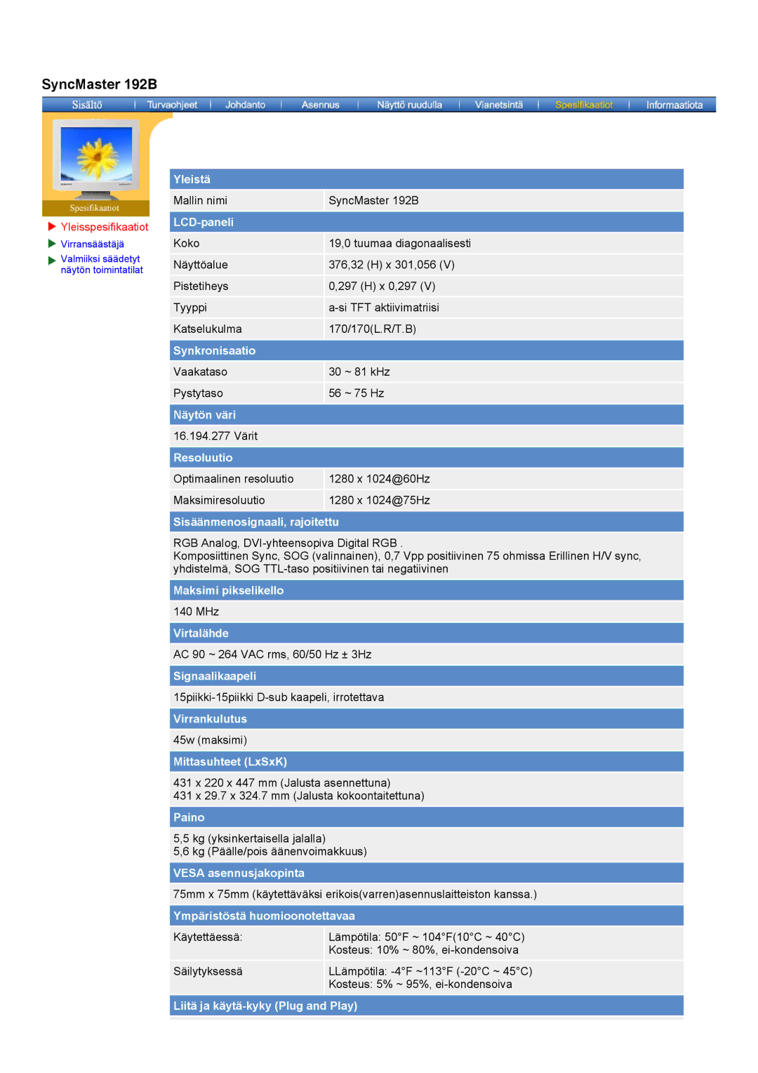 Samsung MO19PSZS/EDC manual Yleistä 