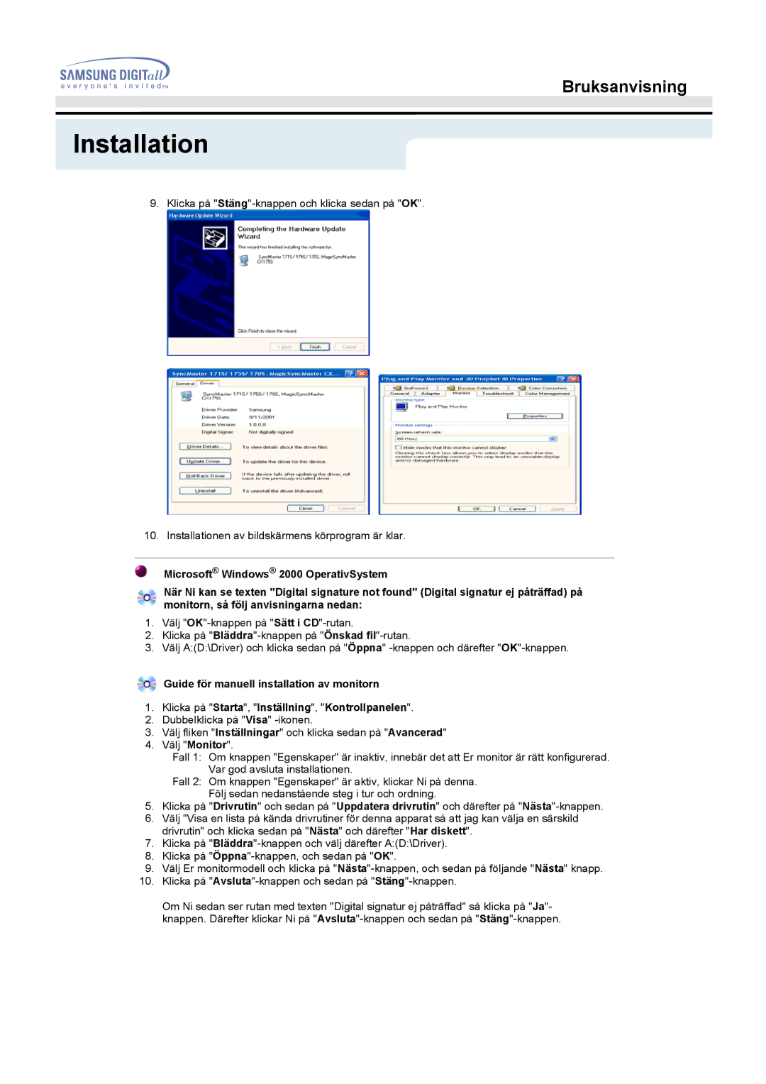 Samsung MO19PSZS/EDC manual Installation 