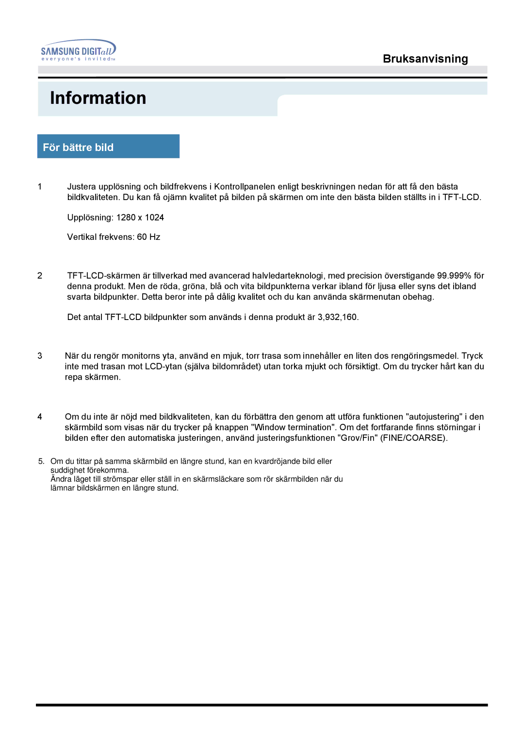 Samsung MO19PSZS/EDC manual För bättre bild 