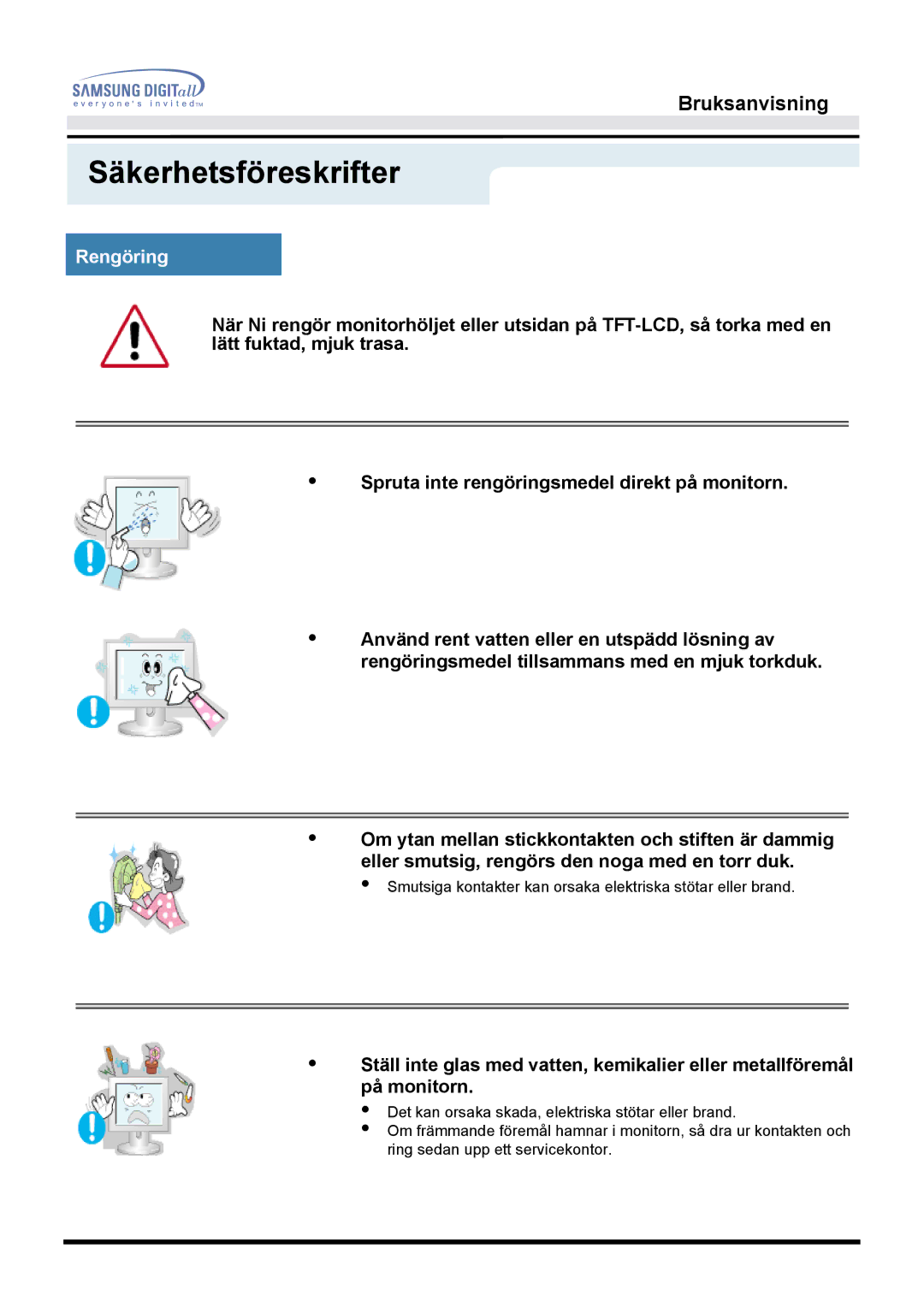 Samsung MO19PSZS/EDC manual Rengöring 