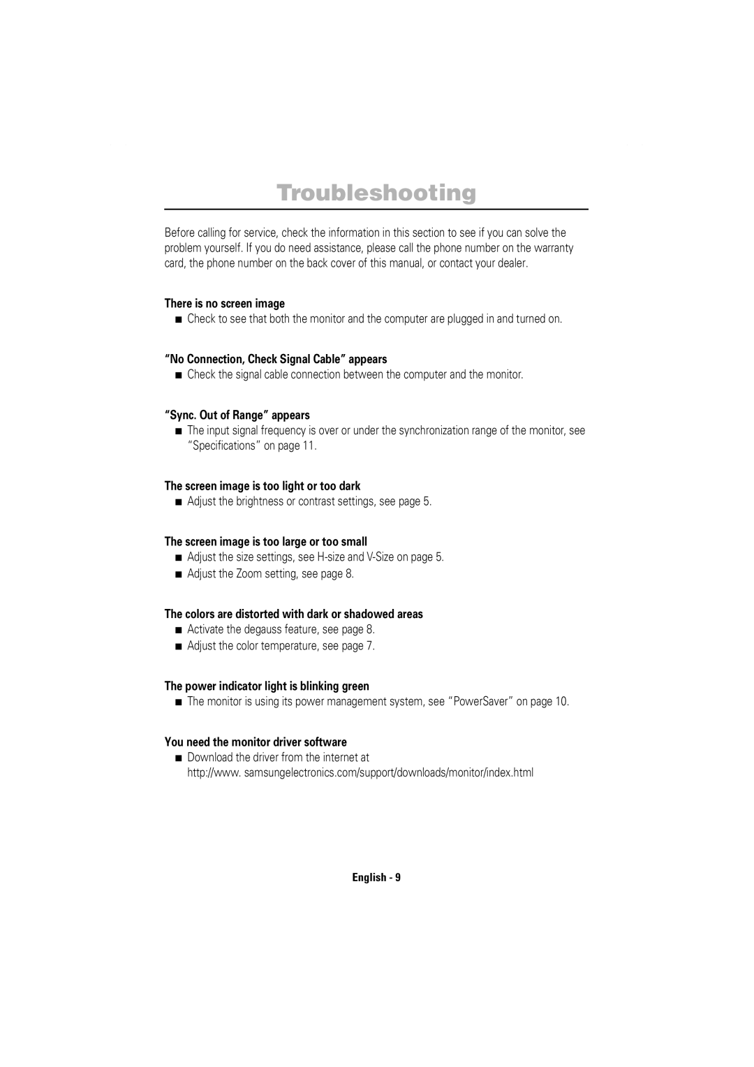 Samsung Model 753DF manual Troubleshooting 