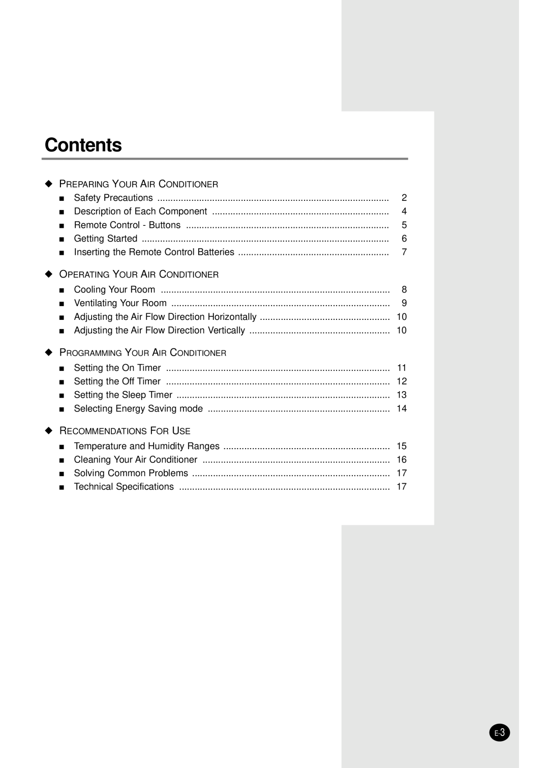 Samsung Model AW089AB manual Contents 