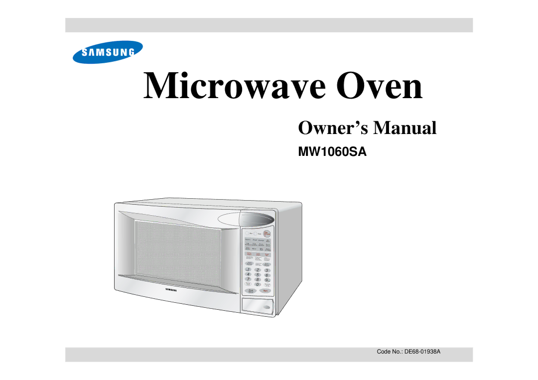 Samsung Model MW1660SA manual Microwave Oven 