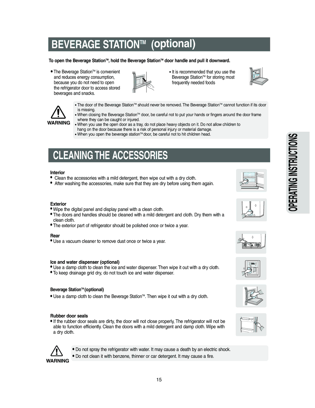 Samsung Model RS27KLMR owner manual Cleaning the Accessories 