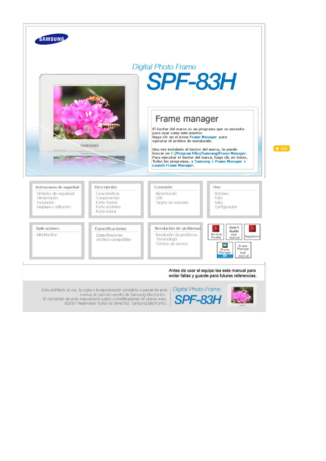 Samsung Model SPF-83H manual 