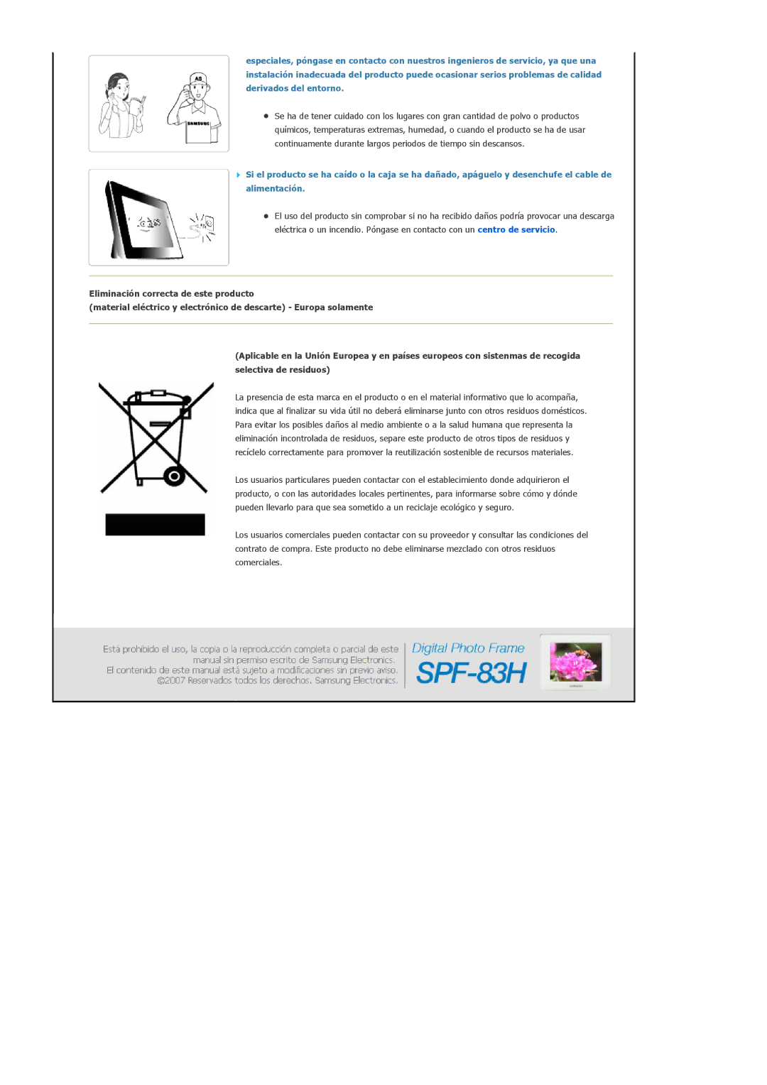 Samsung Model SPF-83H manual 