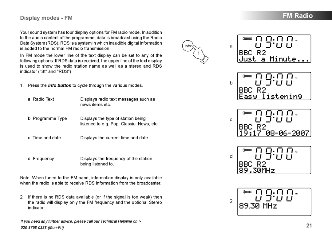 Samsung MP-43 manual Display modes FM 