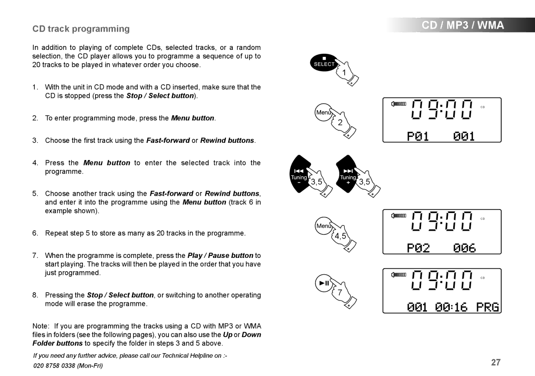 Samsung MP-43 manual CD track programming 