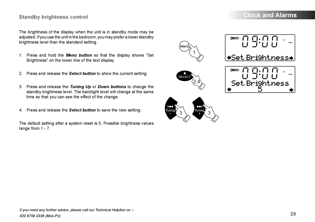 Samsung MP-43 manual Standby brightness control 