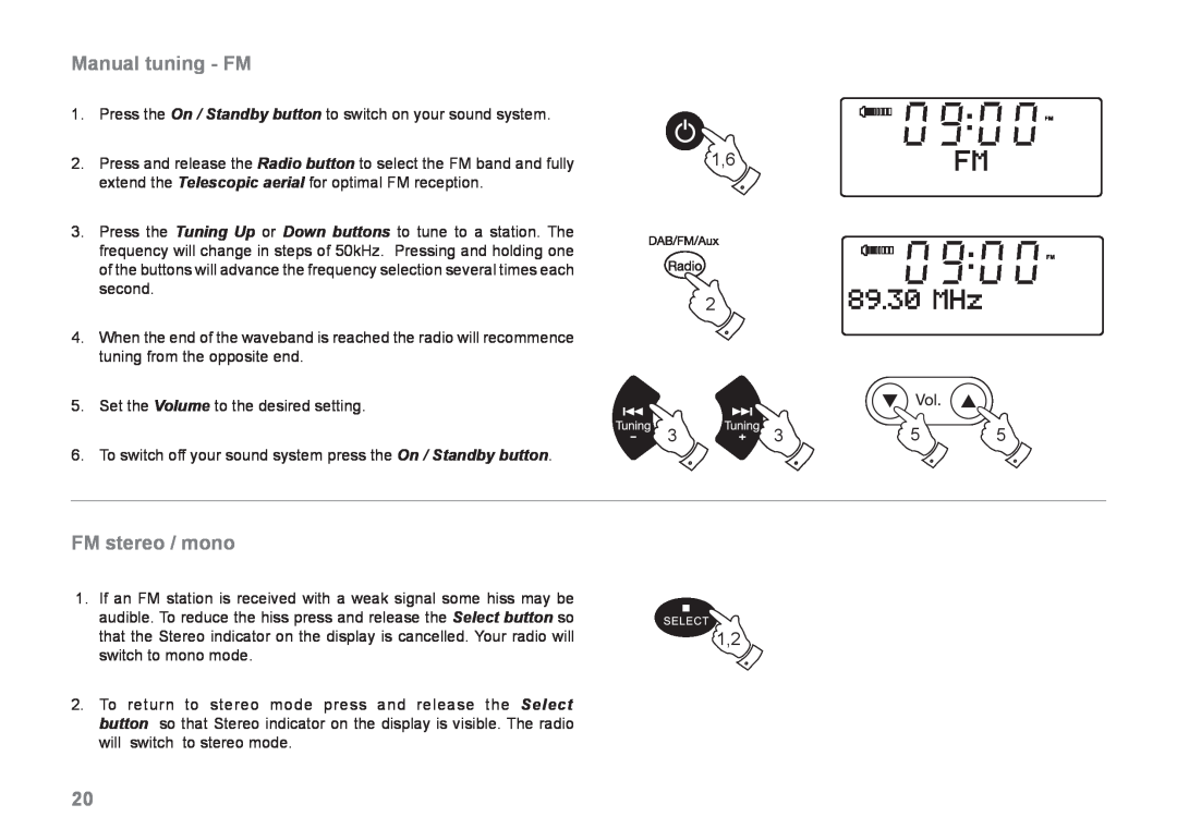 Samsung MP-43 manual Manual tuning - FM, FM stereo / mono 