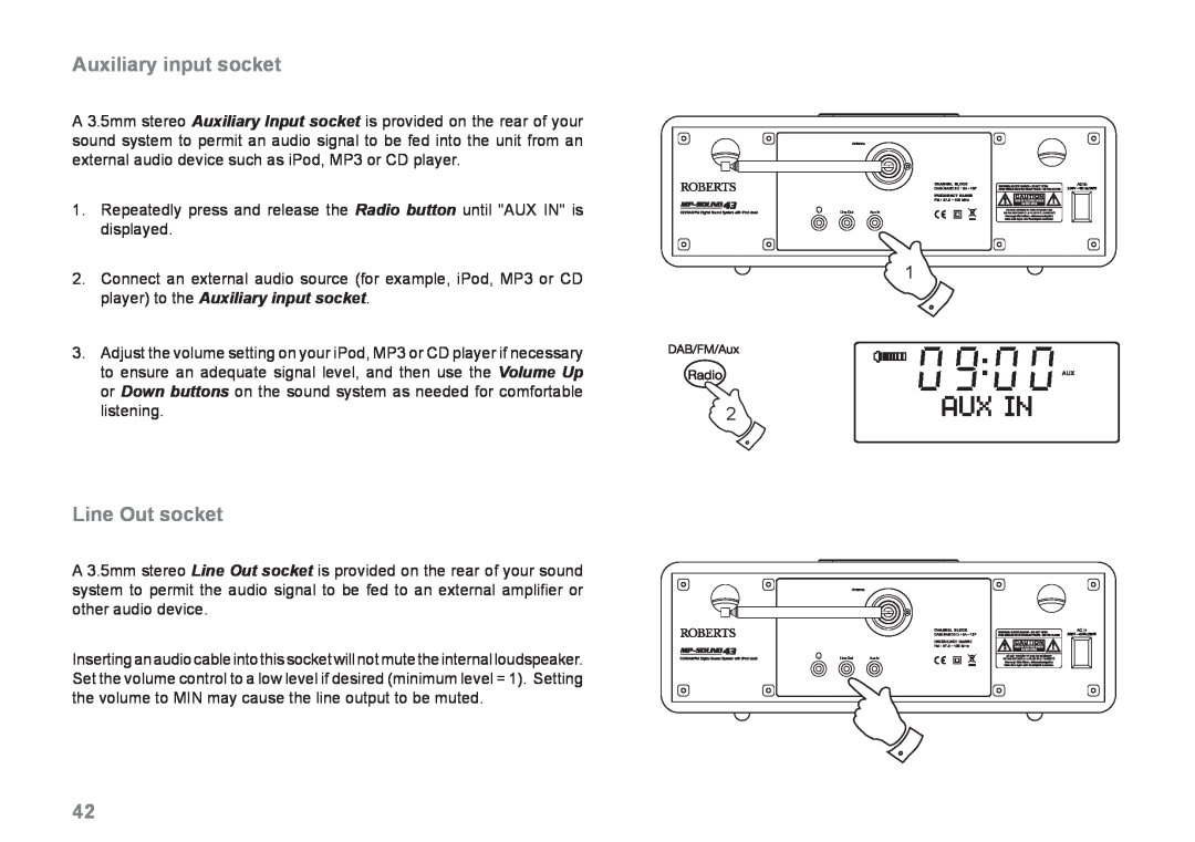Samsung MP-43 manual Line Out socket, player to the Auxiliary input socket 