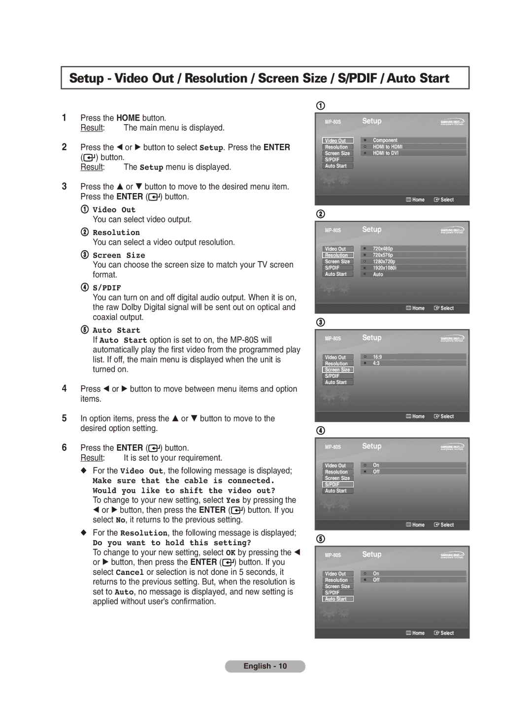 Samsung MP-80S manual $ S/Pdif 