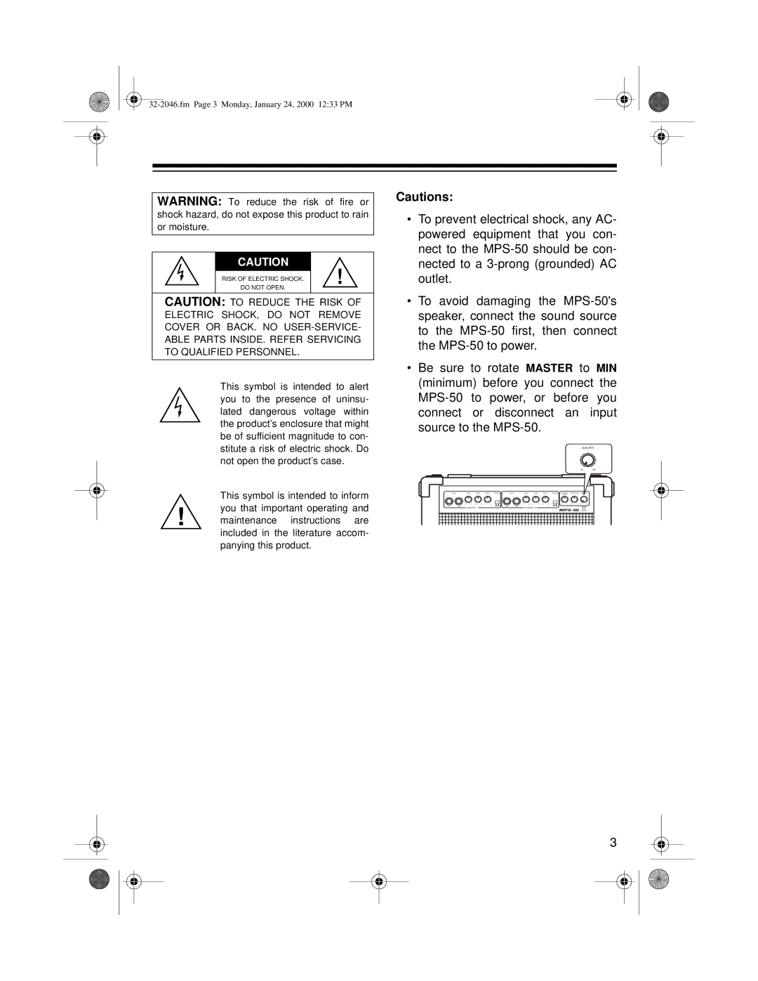 Samsung MPS-50 owner manual Fm Page 3 Monday, January 24, 2000 1233 PM 