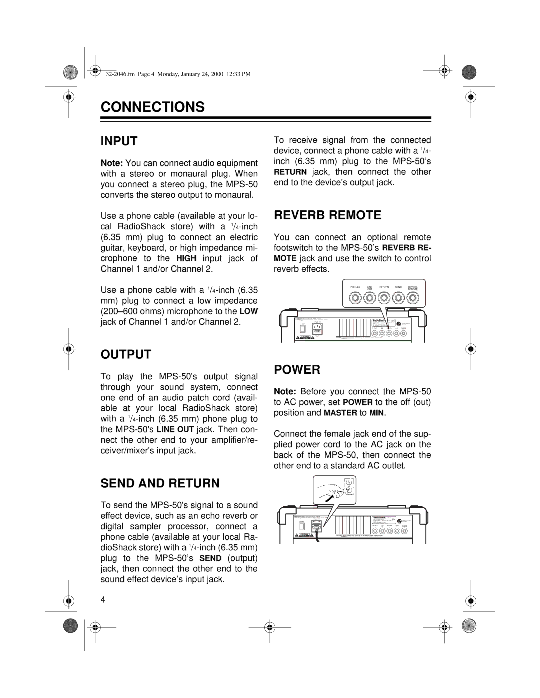 Samsung MPS-50 owner manual Connections 