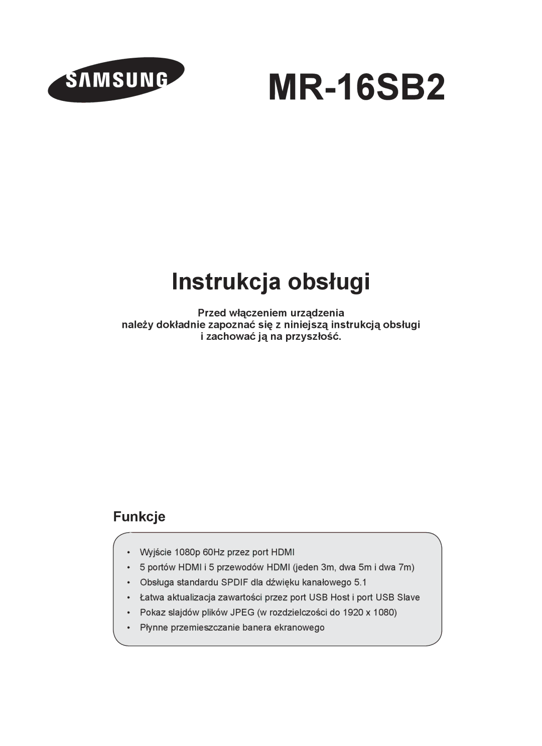 Samsung MR-16SB2 manual Instrukcja obsługi, Funkcje 