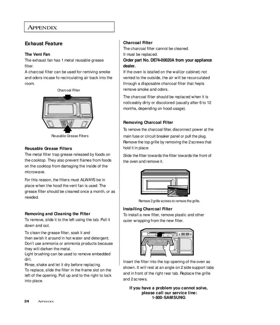 Samsung MR6699SB, MR6699GB, MR6698WB owner manual Exhaust Feature 