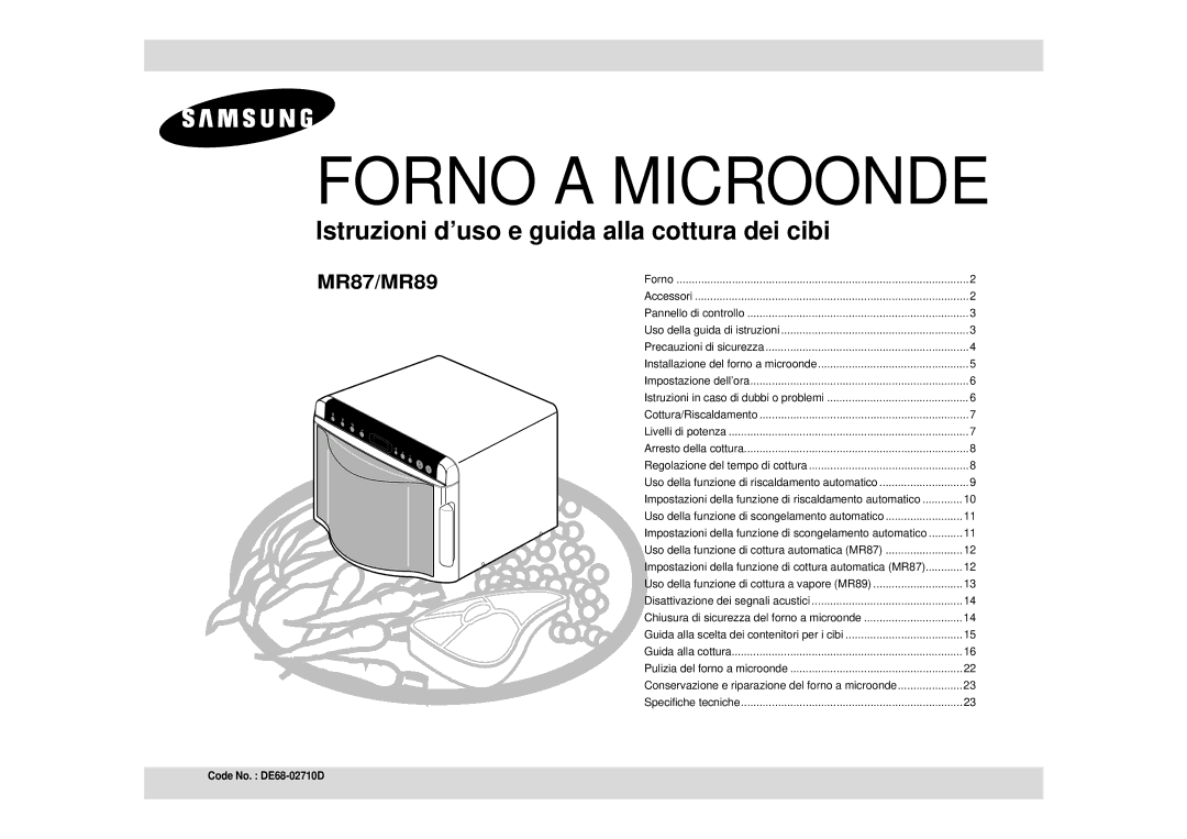 Samsung MR87-S/XET manual Forno a Microonde 